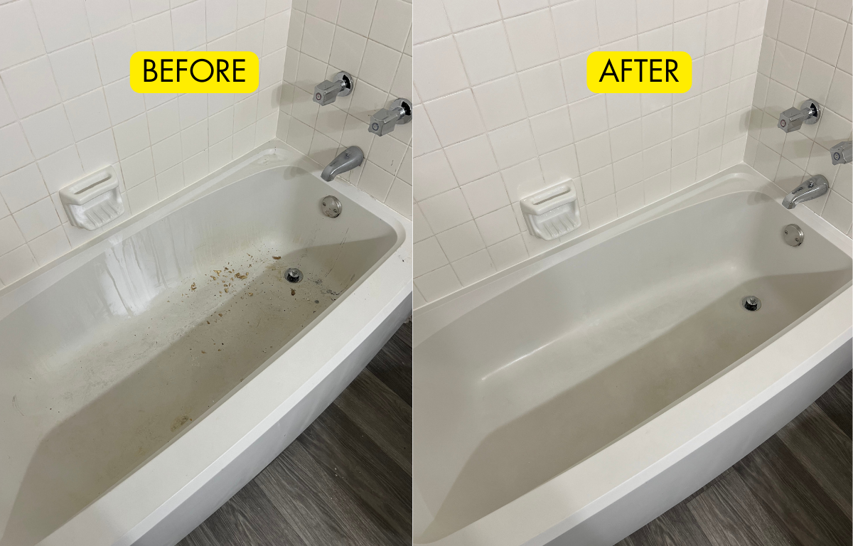 before and after bathtub clean